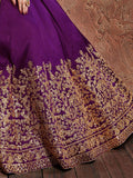 Purple Sequins Silk Wedding Lehenga With Pastel Pink Choli and Dupatta