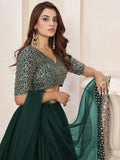 Captivating Green Sequins Georgette Mehendi Wear Lehenga Choli