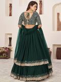 Captivating Green Sequins Georgette Mehendi Wear Lehenga Choli