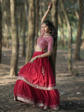 Incredible Red Sequins Georgette Designer Lehenga Choli With Dupatta