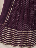 Charming Purple Sequin Georgette Reception Wear Lehenga Choli