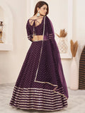 Charming Purple Sequin Georgette Reception Wear Lehenga Choli