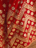 Fascinating Red Sequins Georgette Wedding Lehenga Choli With Dupatta
