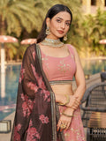 Wonderful Pink Thread Work Georgette Function Wear Lehenga Choli