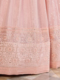 Beautiful Pink Sequins Art Silk Bridesmaid Lehenga Choli With Dupatta