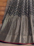 Fabulous Black Sequins Chinon Reception Wear Lehenga Choli