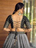 Fabulous Black Sequins Chinon Reception Wear Lehenga Choli