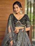 Fabulous Black Sequins Chinon Reception Wear Lehenga Choli