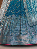 Wonderful Blue Sequins Chinon Function Wear Lehenga Choli