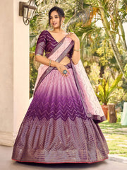 Amazing Purple Sequins Chinon Function Wear Lehenga Choli