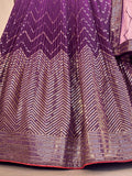 Amazing Purple Sequins Chinon Function Wear Lehenga Choli