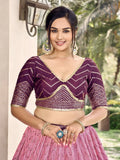 Amazing Purple Sequins Chinon Function Wear Lehenga Choli