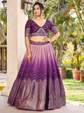 Amazing Purple Sequins Chinon Function Wear Lehenga Choli