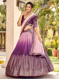 Amazing Purple Sequins Chinon Function Wear Lehenga Choli