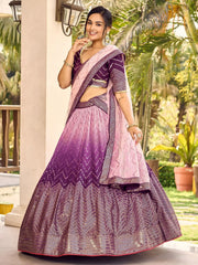 Amazing Purple Sequins Chinon Function Wear Lehenga Choli