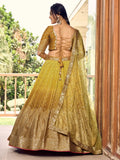 Outstanding Yellow Sequins Chinon Haldi Wear Lehenga Choli
