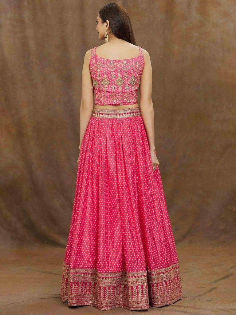 Stunning Pink Digital Printed Chinon Reception Wear Lehenga Choli