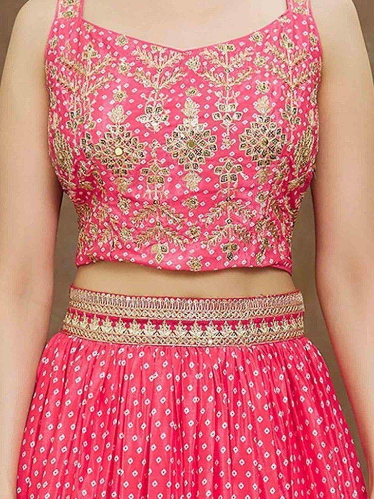 Stunning Pink Digital Printed Chinon Reception Wear Lehenga Choli