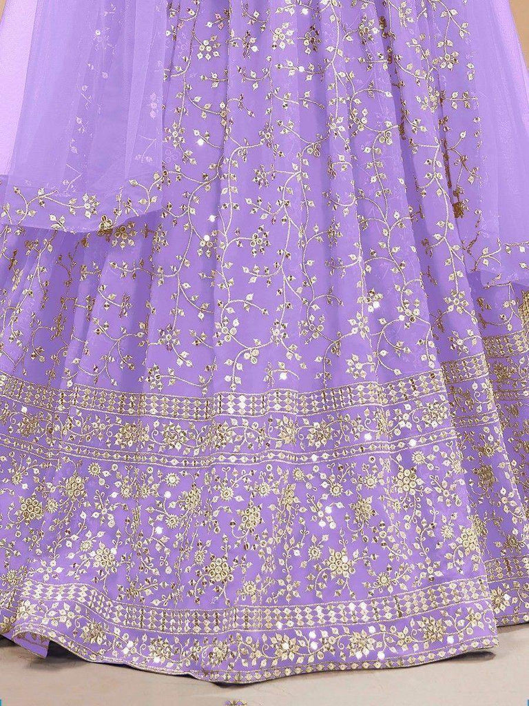 Enchanting Lavender Sequins Georgette Lehenga Choli With Dupatta