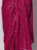 Gorgeous Pink Sequins Georgette Reception Wear Saree With Blouse