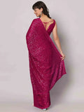 Gorgeous Pink Sequins Georgette Reception Wear Saree With Blouse