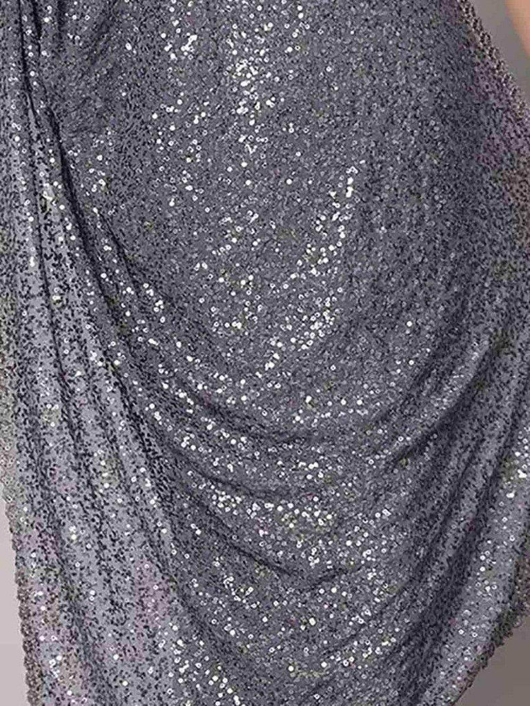 Attractive Grey Sequins Georgette Cocktail Party Wear Saree With Blouse