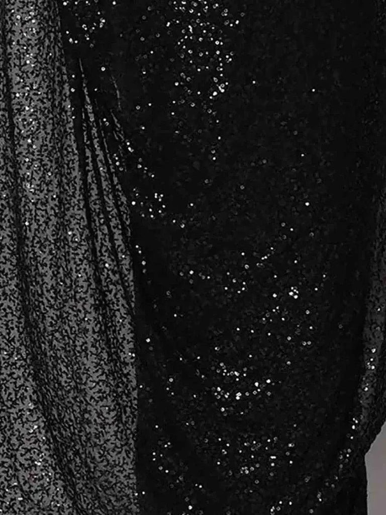 Charming Black Sequins Georgette Reception Wear Saree With Blouse