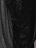 Charming Black Sequins Georgette Reception Wear Saree With Blouse
