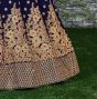 Blue Embroidered Velvet Wedding Lehenga Choli With Dupatta (Default)