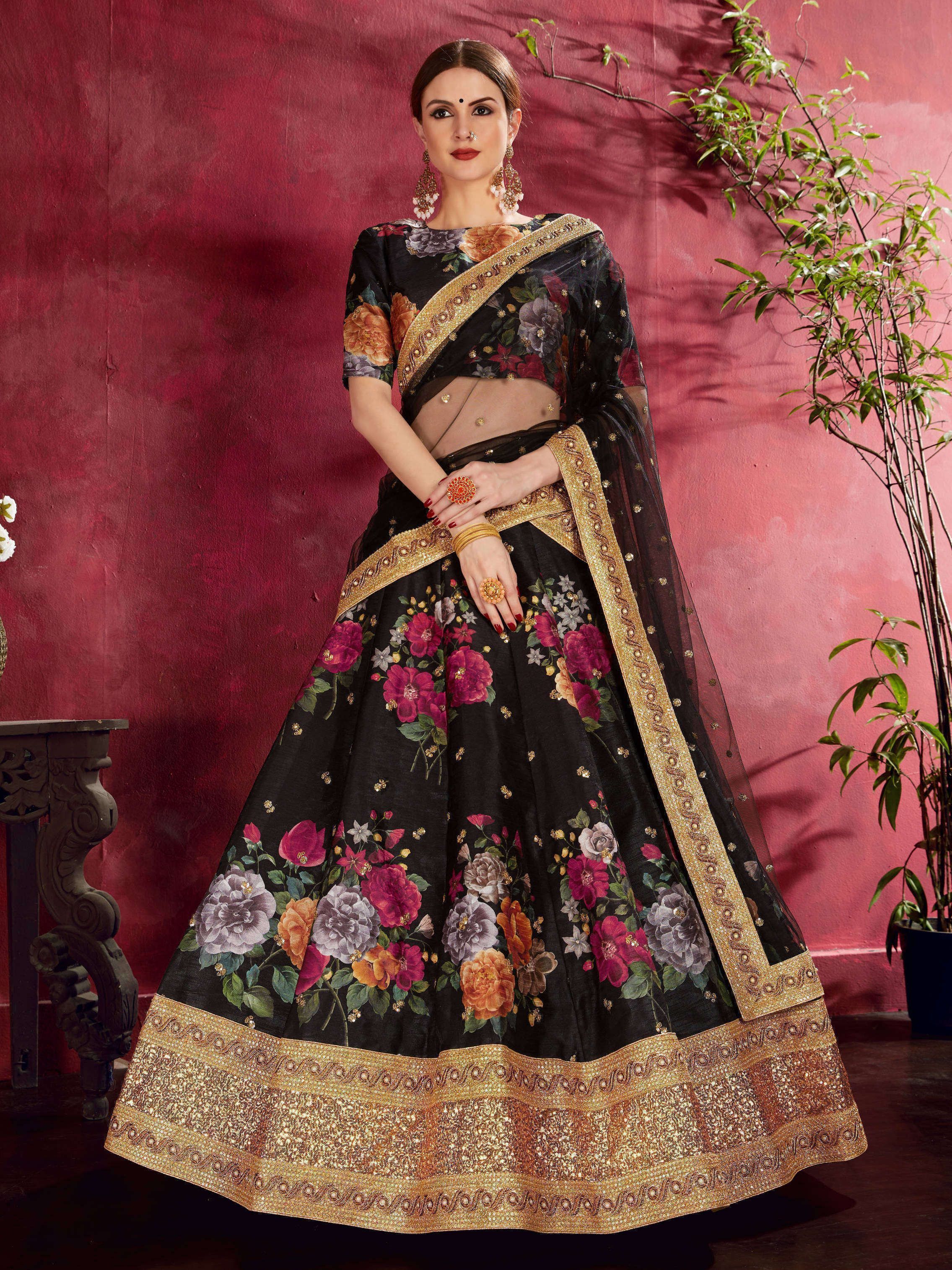 Black and Gold Handloom Chanderi Tissue Anarkali Set with Churidar and –  WeaverStory