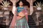 Turquoise Heavily Embroidery Satin Wedding Lehenga Choli (Default)