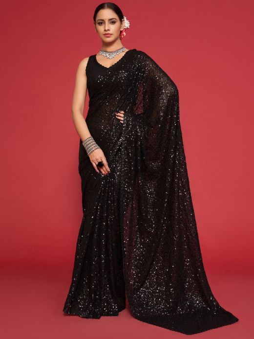 Woman in a Black Saree Dress · Free Stock Photo