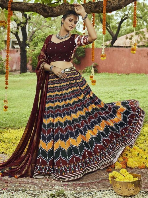 Fabulous Multi-Color Cotton Digital Print Fancy Navratri Wear Lehenga Choli