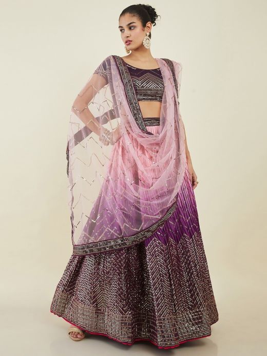 Bewitching Purple Sequins Art Silk Engagement Wear Lehenga Choli
