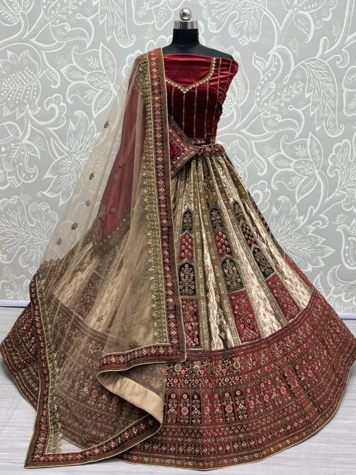 Pleasant Multi-Color Sequins Velvet Lehenga Choli With Double Dupatta 