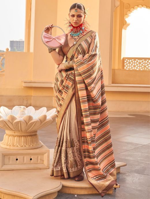 Stunning Multi-Color Printed Silk Festival Wear Saree With Blouse