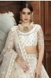 White Thread Embroidered Net Bridal Lehenga Choli With Dupatta (Default)