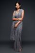 Sabyasachi Grey Sequins Party Wear Saree With Blouse