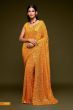 Sabyasachi Yellow Sequins Georgette Party Wear Saree With Blouse