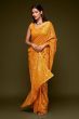 Sabyasachi Yellow Sequins Georgette Party Wear Saree With Blouse