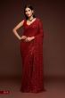 Sabyasachi Maroon Sequins Party Wear Saree With Blouse