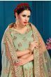 Pista Green Embroidered Satin Silk Bridal Lehenga Choli (Default)