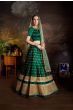 Bottle Green Sequins Embroidery Satin Bridal Lehenga Choli With Pastel Green Dupatta (Default)