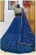 Hina Khan Blue Flared Georgette Digital Printed Party Wear Lehenga Choli