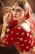 Red Sequins Embroidery Velvet Indian Bridal Lehenga Choli (Default)