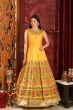 Yellow Silk Embroidered Party Wear Gown