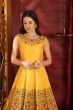 Yellow Silk Embroidered Party Wear Gown
