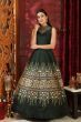 Bottle Green Silk Embroidered Party Wear Gown