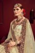 Cream Embroidery Satin Wedding Lehenga Choli With Dupatta (Default)
