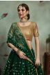 Dark Green Sequins Net Bridal Lehenga Choli With Dupatta (Default)
